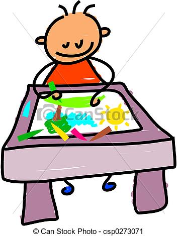 ... drawing kid - little boy sitting at a desk drawing a picture... drawing kid Clipartby ...