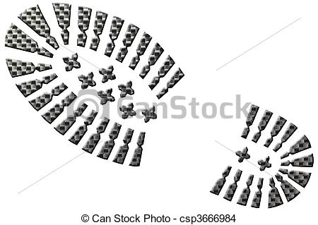 Drawing Of Carbon Shoeprint C - Boot Print Clip Art