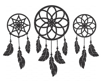 Dreamcatcher Feather plume (eps, svg, dxf, ai, jpg, png) Vector Digital ClipArt Wall Decor Decal Vinyl Cutting File Silhouette Cameo