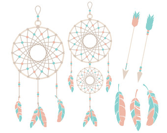 Dreamcatchers, Tribal Clipart, Dreamcatcher graphics, Dream Catcher Scrapbooking, Tribe - Commercial or Personal Use - INSTANT DOWNLOAD