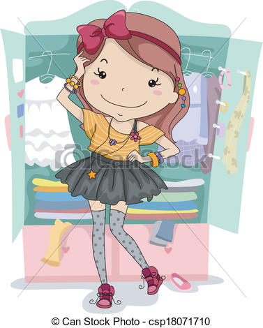 ... Dress Up Closet - Illustration of a Girl Trying Out... Dress Up Closet Clipartby ...