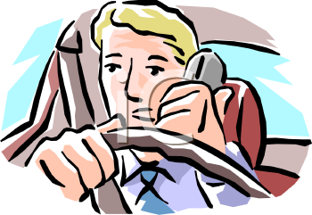 Man Talking on the Phone While Driving - Royalty Free Clip Art Illustration