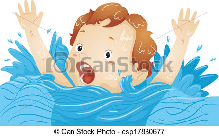 ... Drowning Boy - Illustration of a Drowning Boy Waving His.