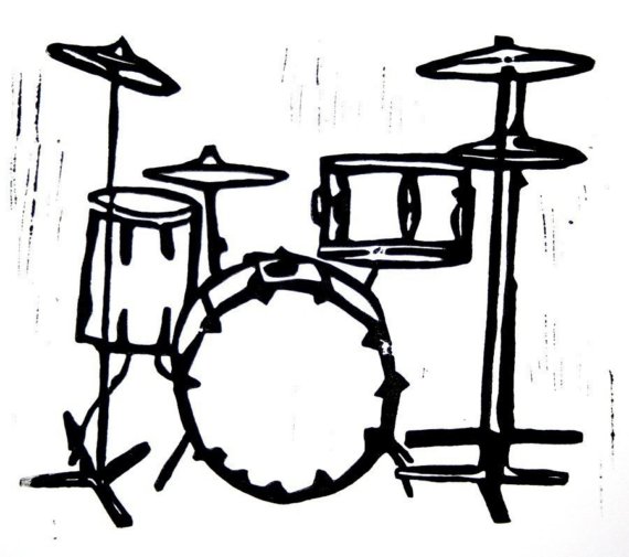 drum set clipart black and wh - Drum Set Clip Art