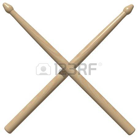 Perfect crossed drum sticks isolated on white