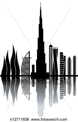 Clip Art - Dubai skyline. Fotosearch - Search Clipart, Illustration  Posters, Drawings,