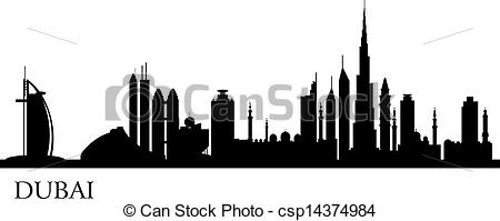 Dubai city silhouette - csp14374984