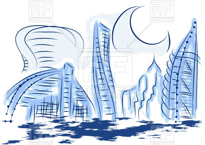 Dubai cityscape - abstract mo - Dubai Clipart