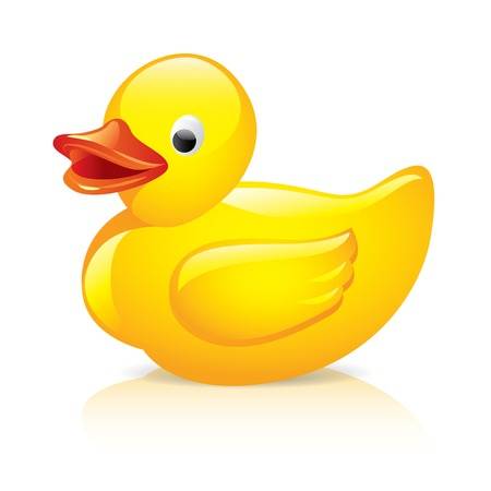 Rubber duck isolated on white photo-realistic vector illustration