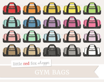 Gym Bag Clipart; Fitness, Work Out, Exercise, Duffel Bag