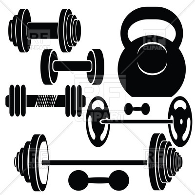 Silhouettes of barbells and d - Dumbbells Clipart