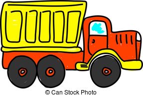 ... dump truck isolated on white drawn in toddler art style