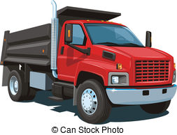 ... Dump truck - Vector isolated red dump truck on white.