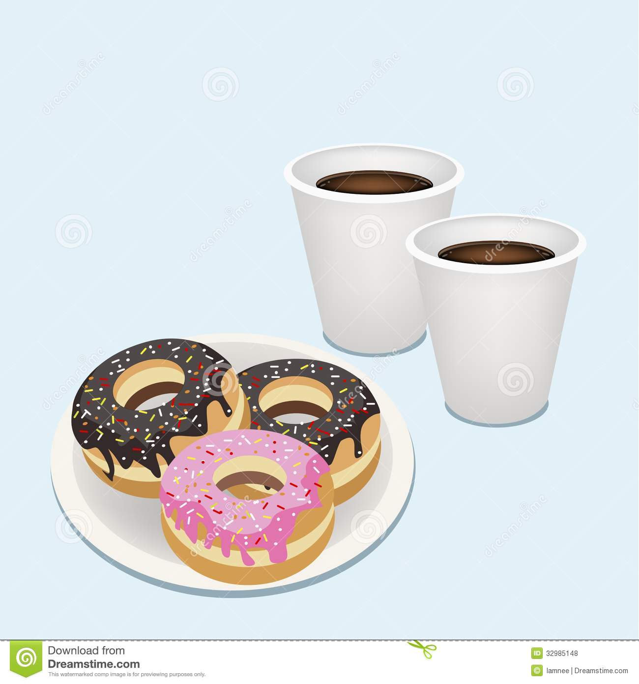 Coffee and donuts clipart fre