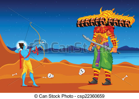 Rama killing Ravana in Dussehra - csp22360659