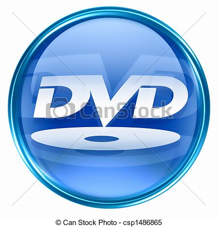 ... DVD icon blue, isolated on white background.