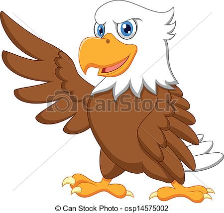 ... Eagle cartoon waving - Vector illustration of Eagle cartoon.
