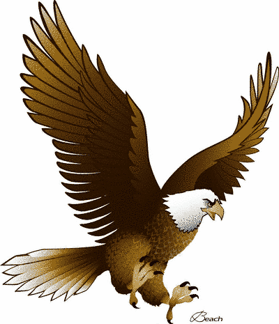 Eagle clip art with raised wi - Eagles Clipart