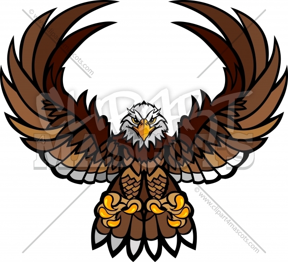 Eagle Mascot Clipart with Spread Wings and Claws Vector Image