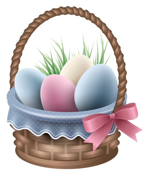 Transparent Easter Basket and Grass PNG Clipart Picture