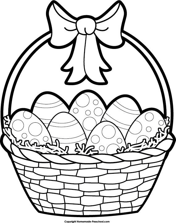 Easter Basket Clipart Black and White