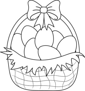 Easter Basket Clipart Image:  - Easter Clip Art Black And White