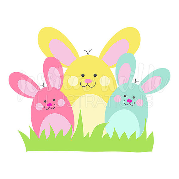 Bunny Bunch Cute Digital Clip - Easter Bunny Clipart