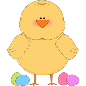 Easter Chick and Easter Eggs . .