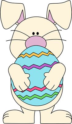 Easter bunny holding a big Easter egg. Easter clipart ideas