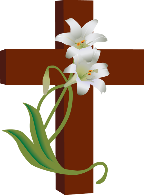 Wooden Cross With White Lilie