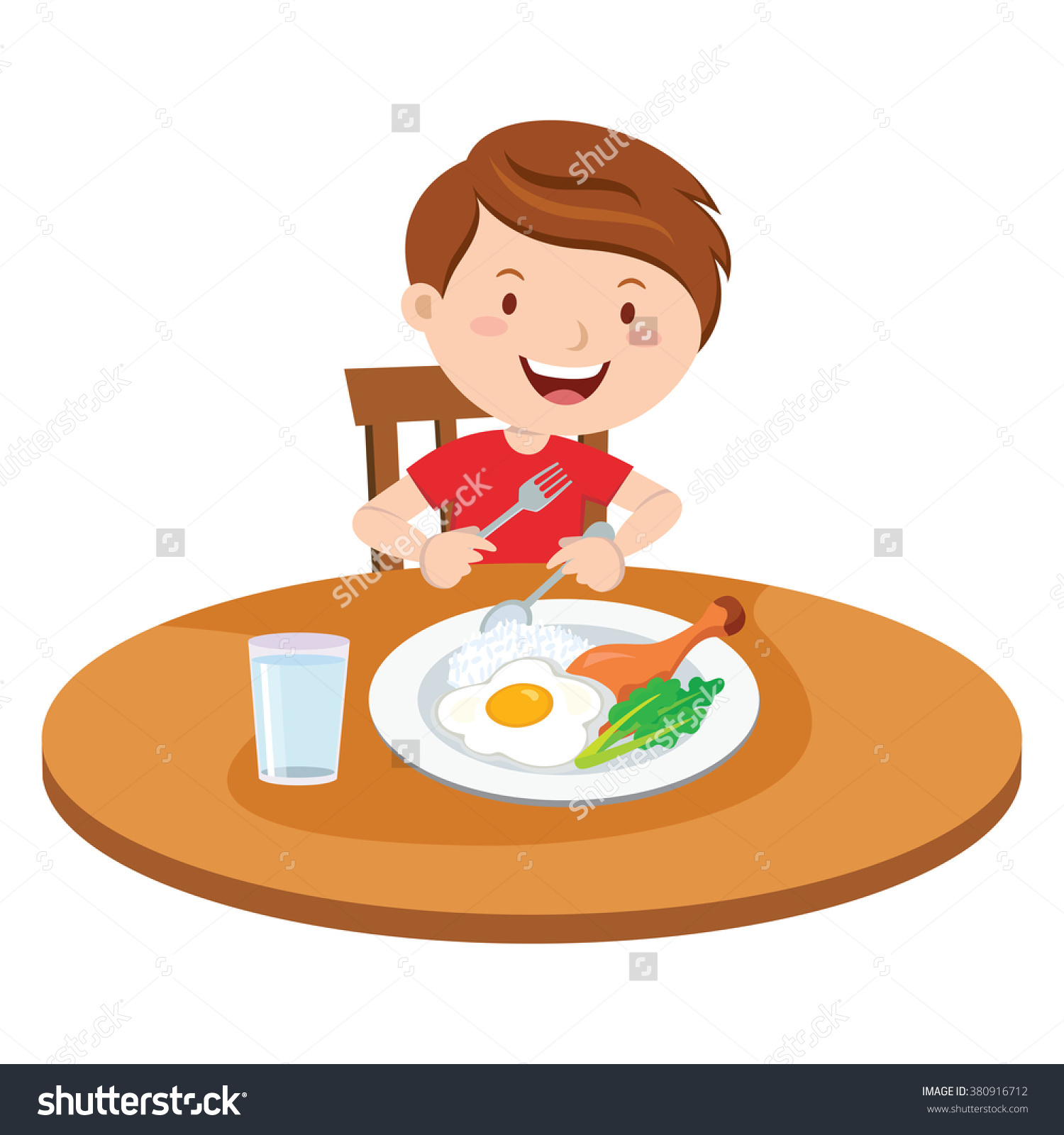 Sleepy Child Eating Breakfast