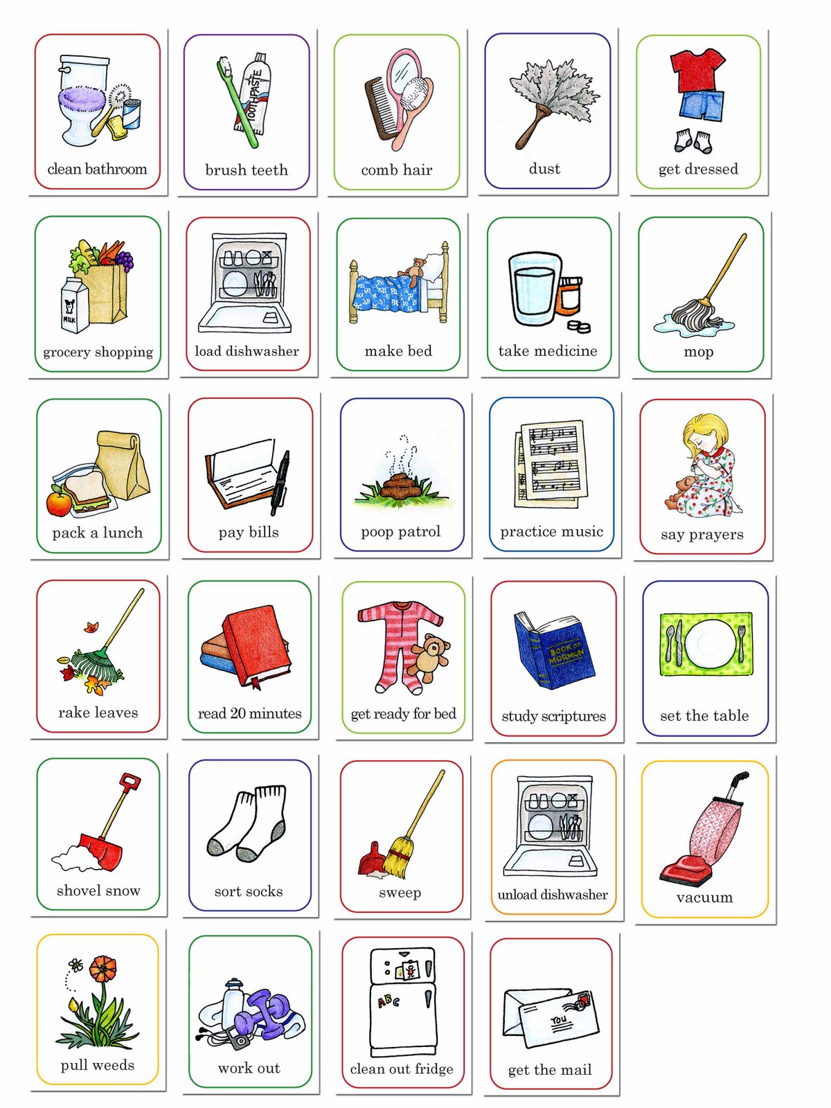 Preschool Chore Cards 2 ...