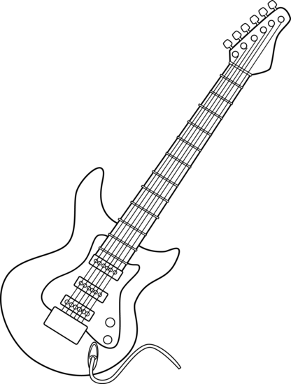 Electric Guitar Line Clipart  - Bass Guitar Clip Art