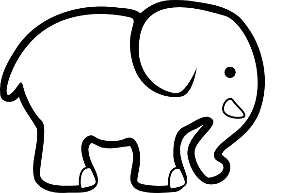 elephant clipart black and white