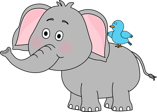 Elephant and Bird - Cute Elephant Clip Art