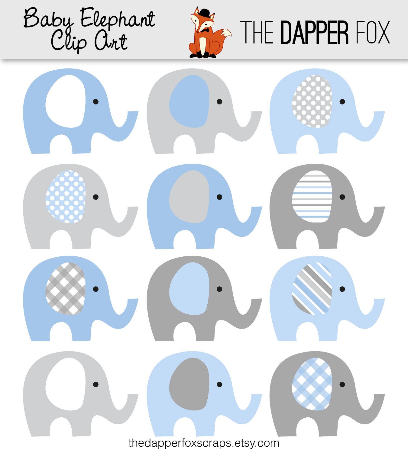 Elephant Baby Shower Clipart - Baby Elephant Clip Art