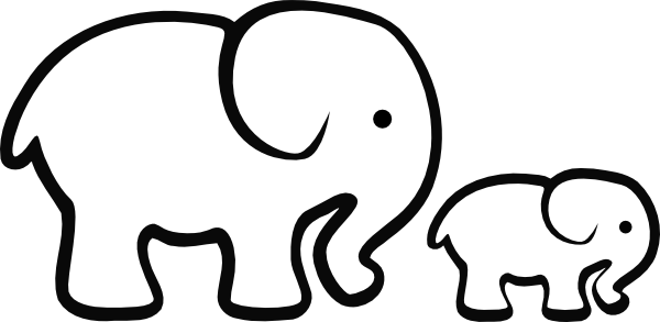 Black and White Cute Elephant