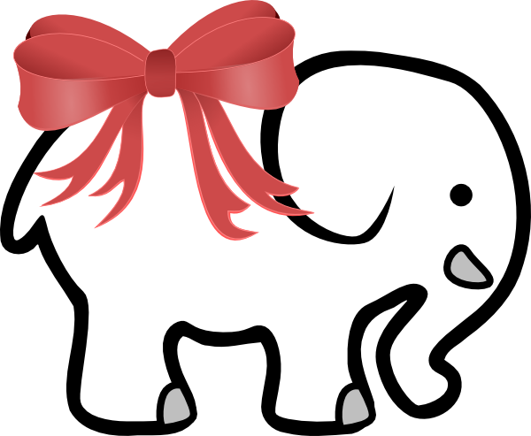Elephant Clipart Black and . White Elephant With Red Bow .