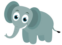 cartoon style gray baby eleph - Elephant Clipart