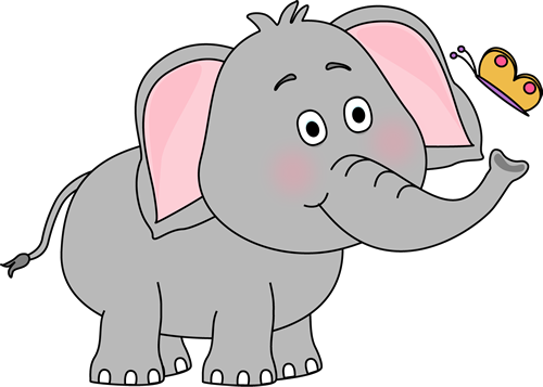 elephant clipart. Elephant and Butterfly
