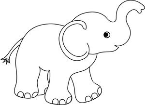 Elephant Clipart Image: Cute cartoon baby elephant drawing