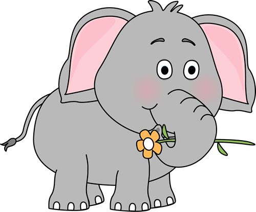 Elephant with a Flower Clip A - Cute Elephant Clip Art