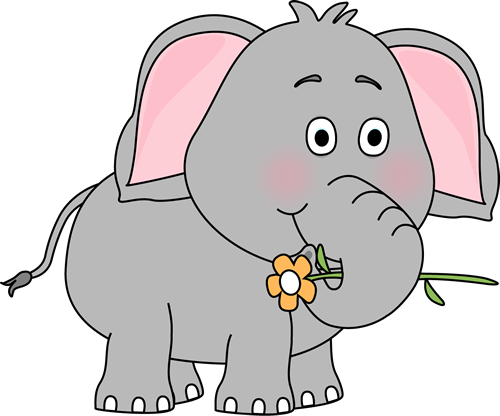 Elephant with a Flower - Clipart Of Elephant