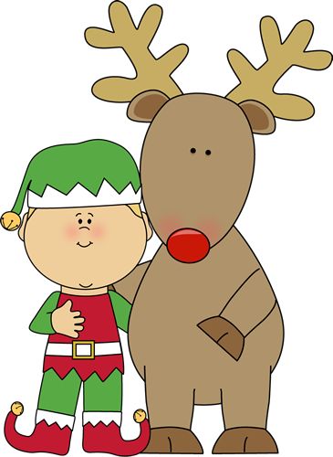 Elf and Reindeer clip art image for teachers, classroom lessons, educators, school, print, scrapbooking and more.
