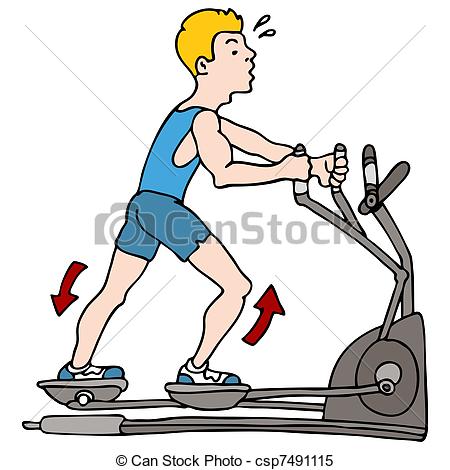Man Exercising on Elliptical  - Elliptical Trainer Clipart