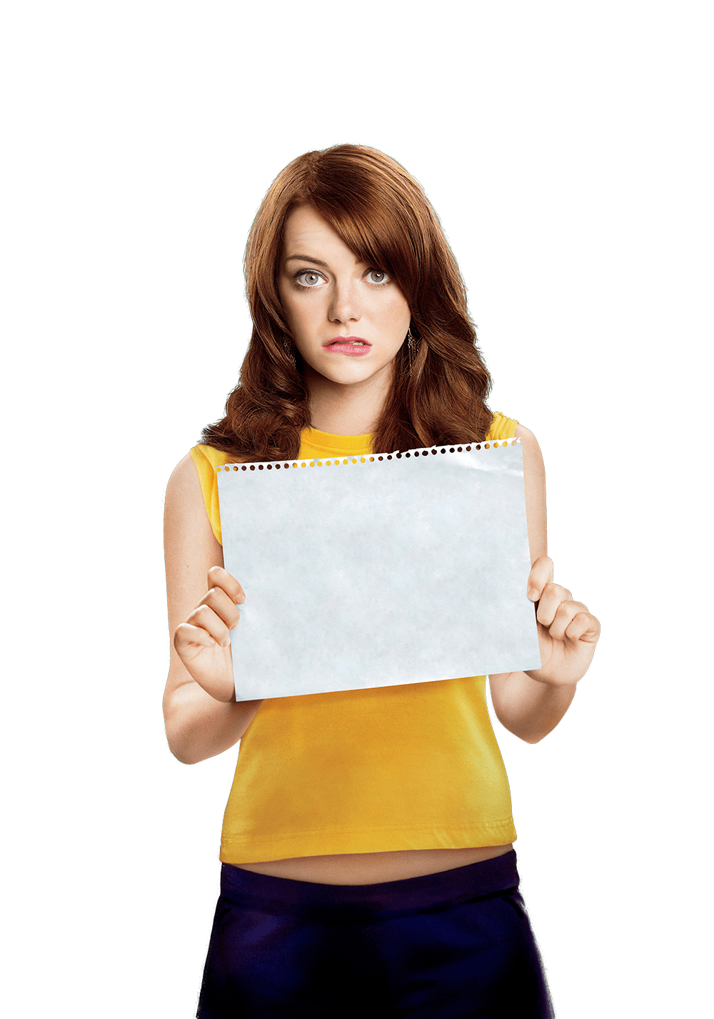 Emma Stone Holding Paper