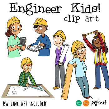 Engineering Kids Clipart | Set of 6 Middle School Kids