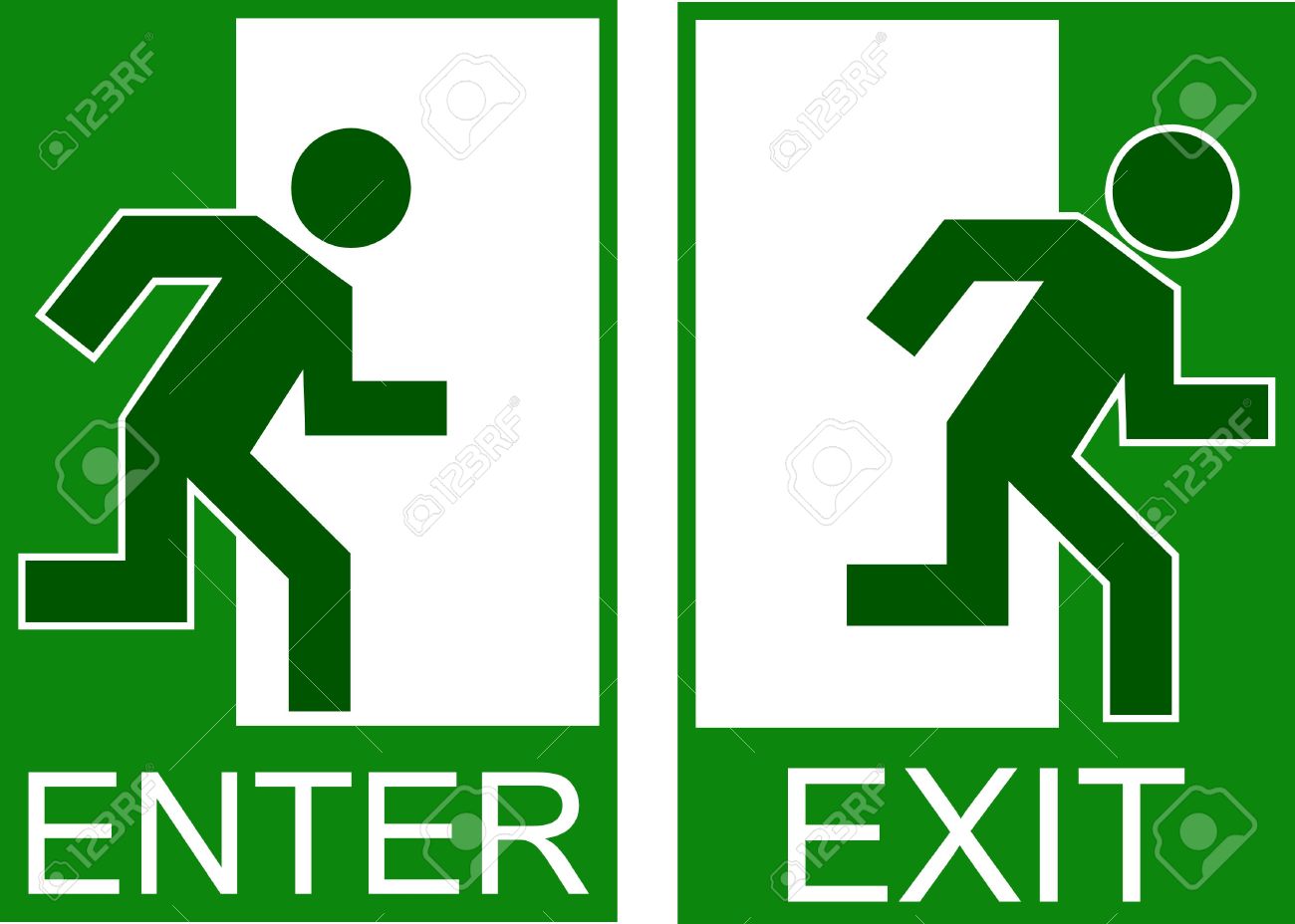 enter and exit sign post dire