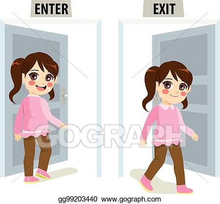 Girl Enter Exit Door