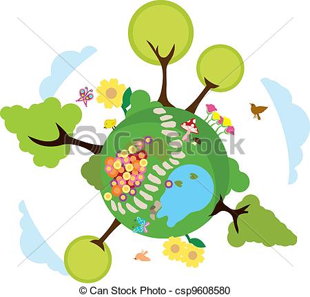 Green tree on a planet, Earth